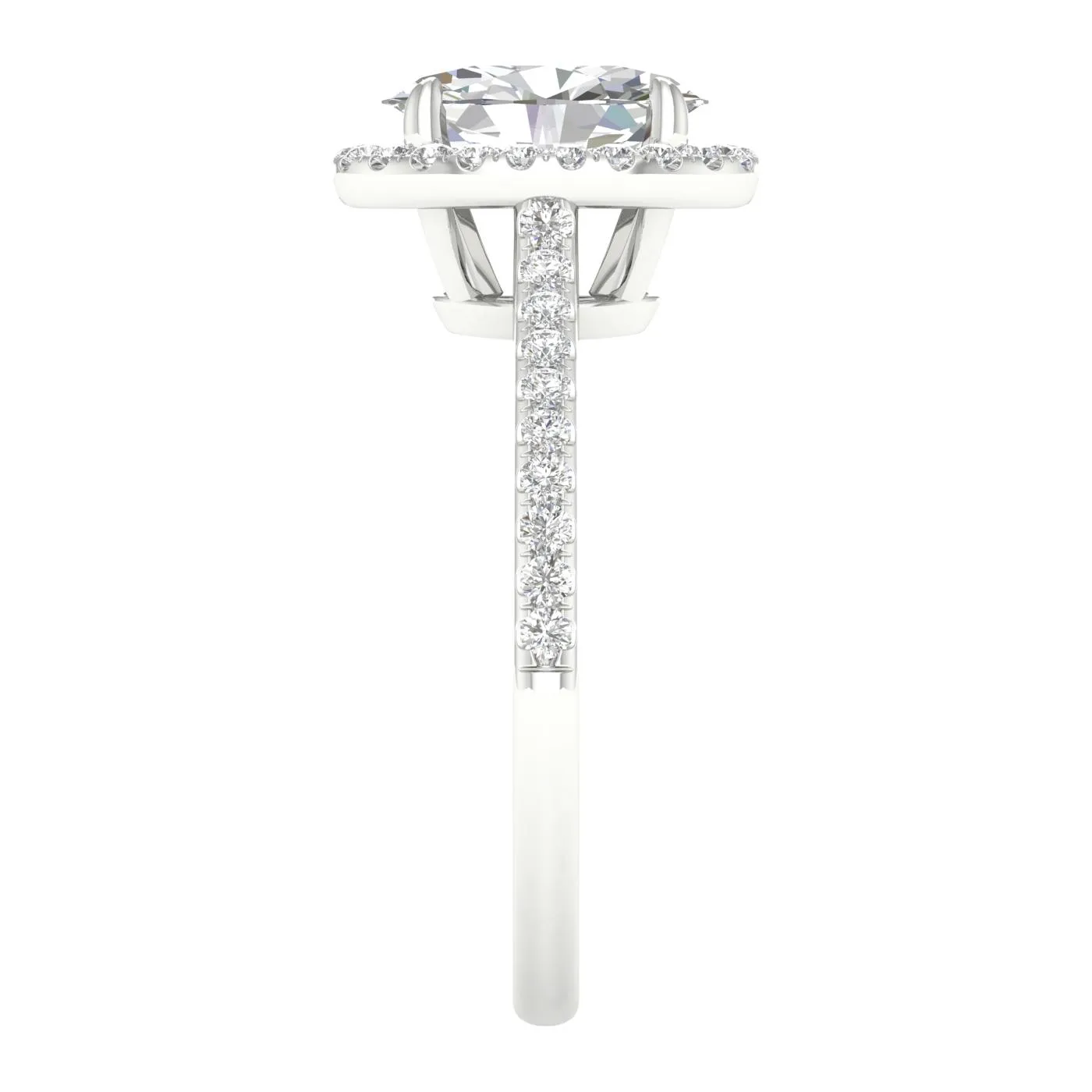 14K White Gold Lab Grown 1.77ctw Oval Diamond Halo Engagement Ring