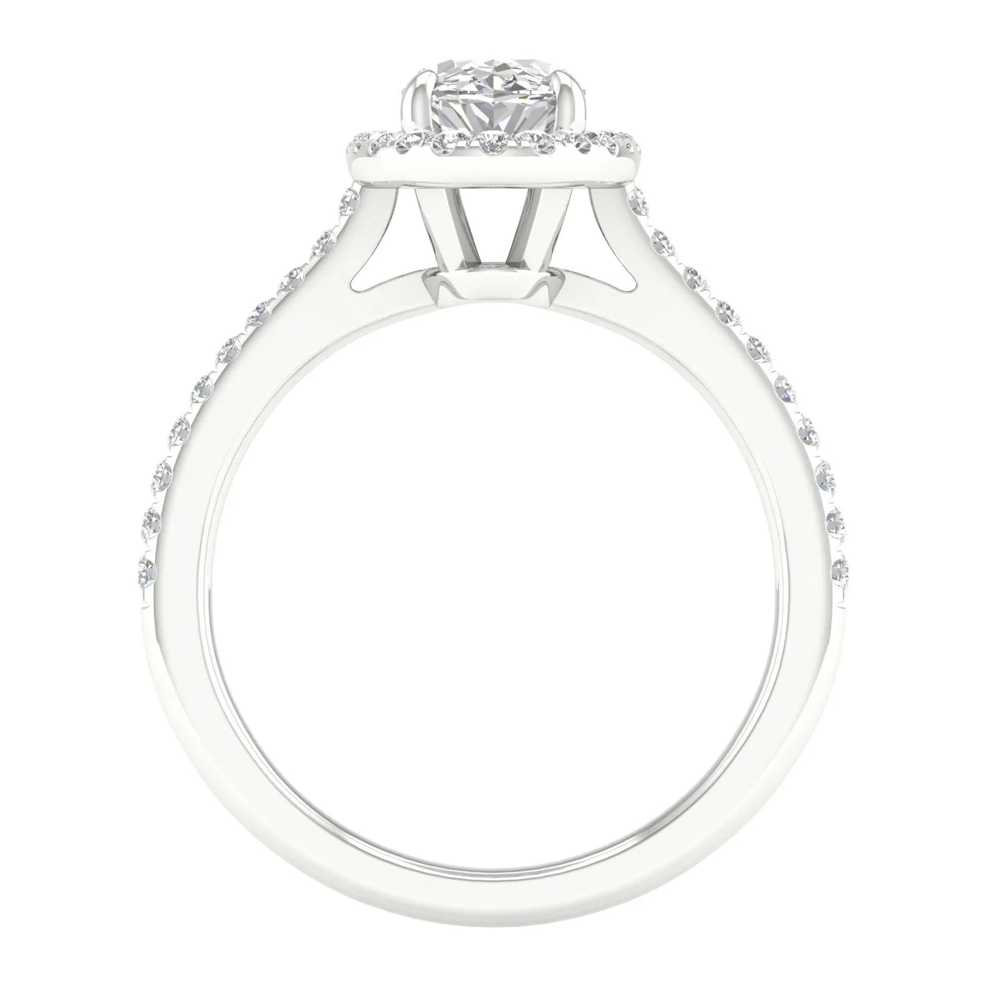 14K White Gold Lab Grown 1.77ctw Oval Diamond Halo Engagement Ring