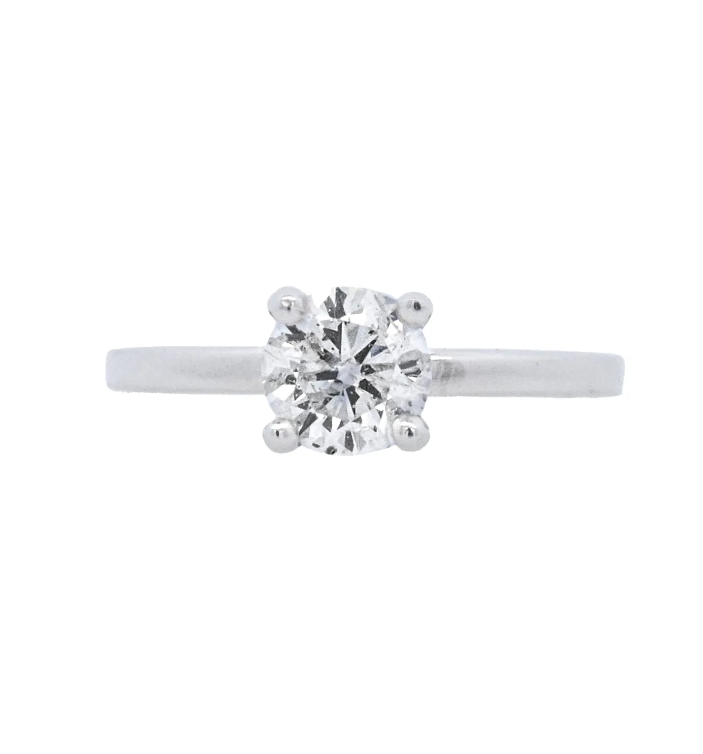 14K White Round Diamond 1.03Ct Solitaire Engagement Ring