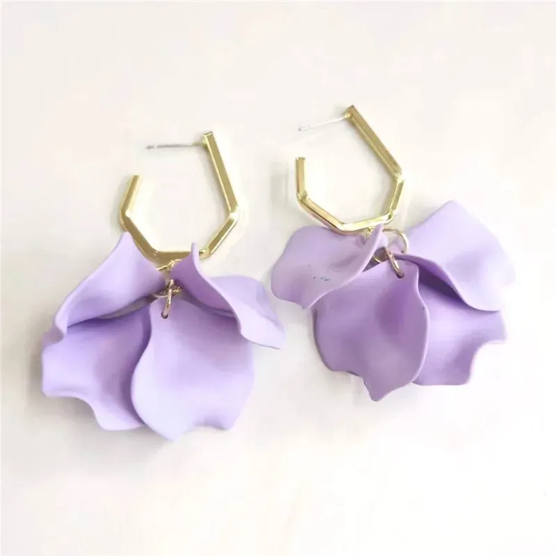 18 Colors Petals Flower Earrings ABS