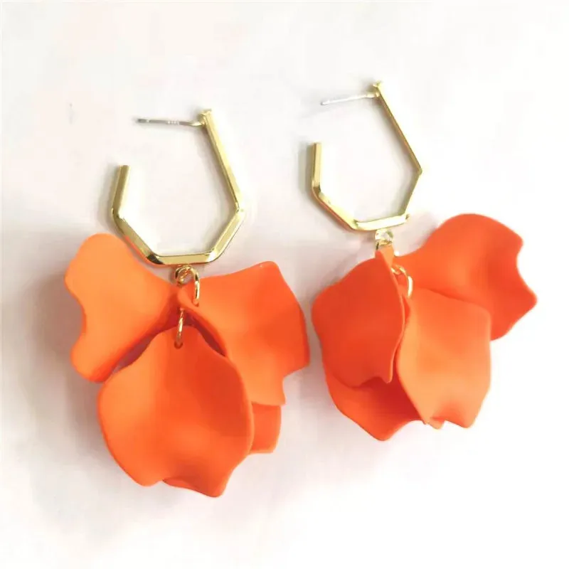 18 Colors Petals Flower Earrings ABS