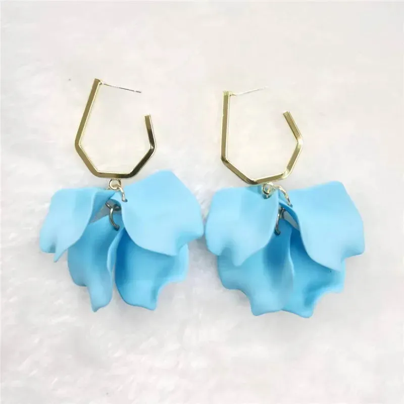 18 Colors Petals Flower Earrings ABS