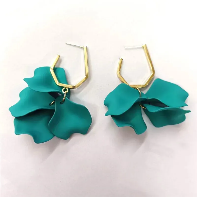 18 Colors Petals Flower Earrings ABS