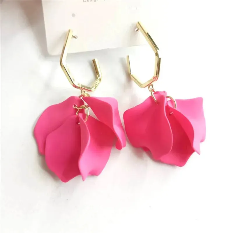 18 Colors Petals Flower Earrings ABS