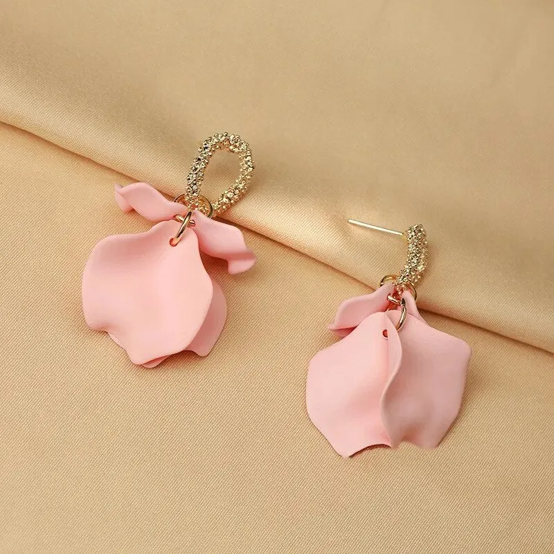 18 Colors Petals Flower Earrings ABS
