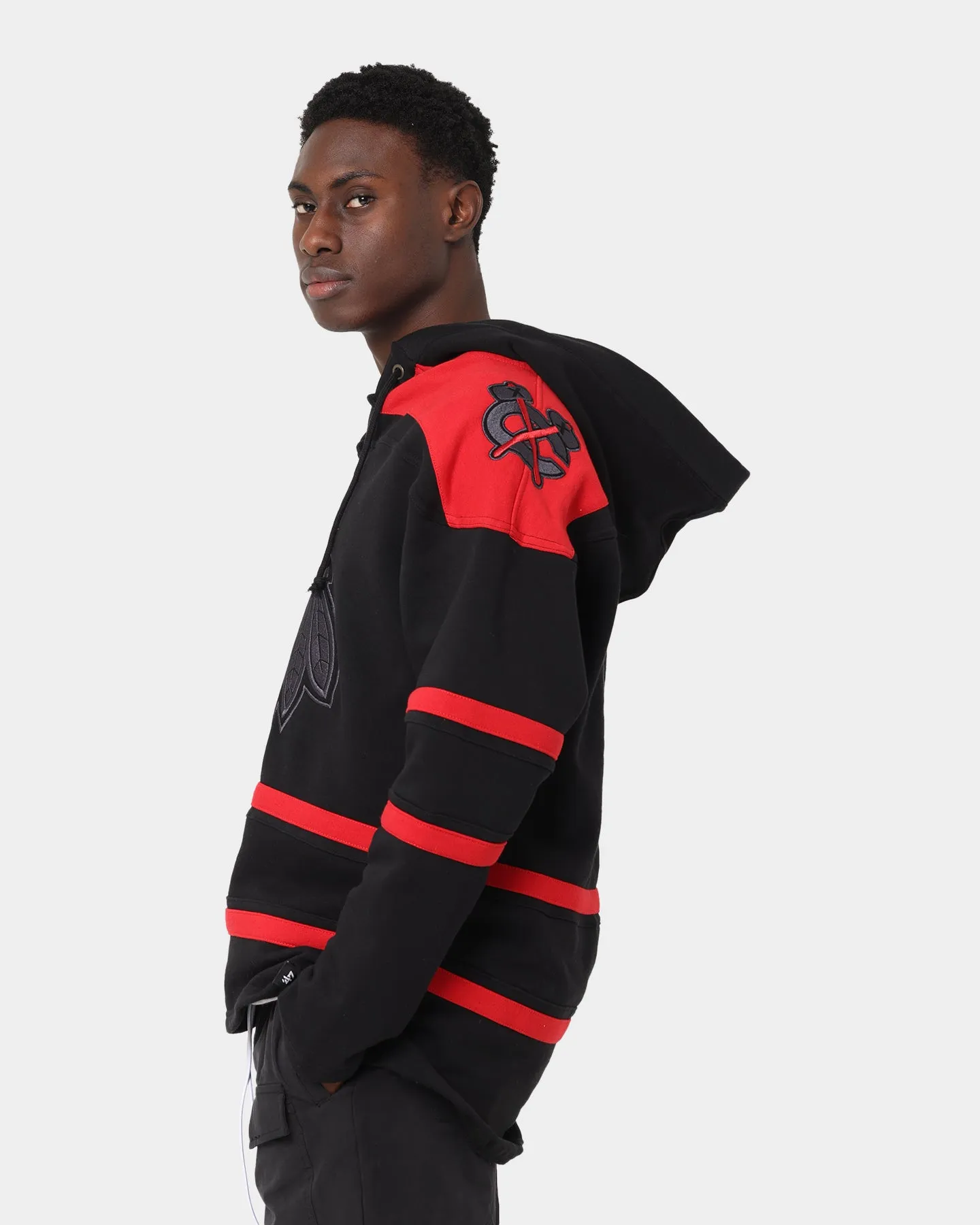 47 Brand Chicago Blackhawks NHL Lacer Hoodie Jet Black