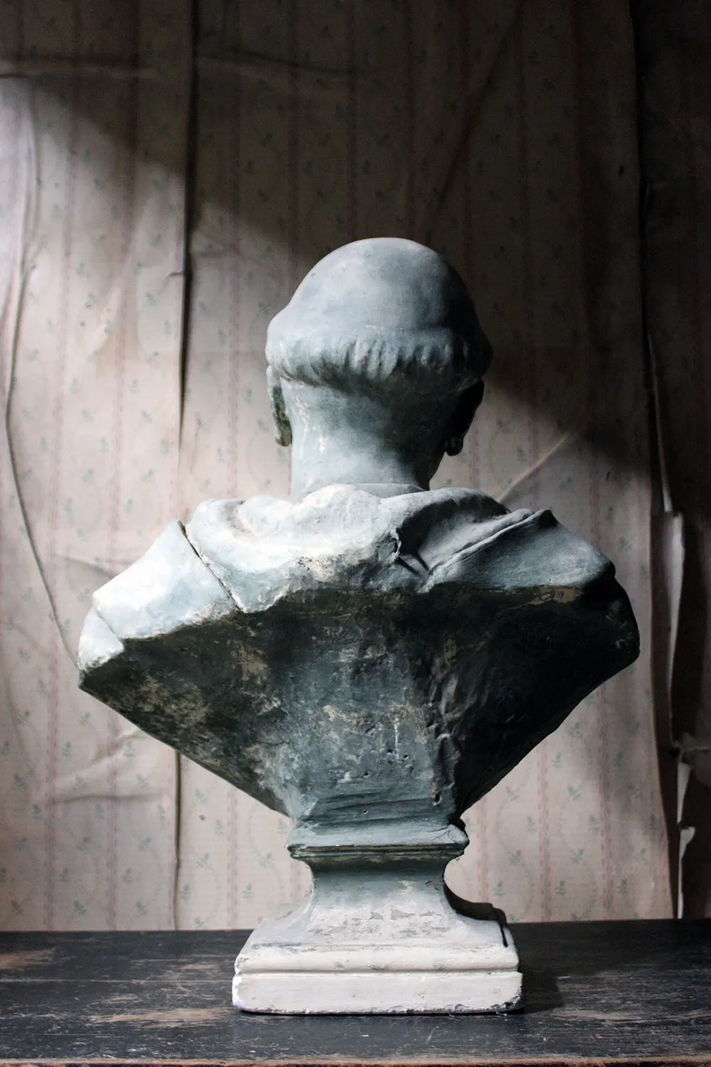 A Large 19thC Painted Plaster Portrait Library Bust of St. Francis of Assisi; Ex Milford House