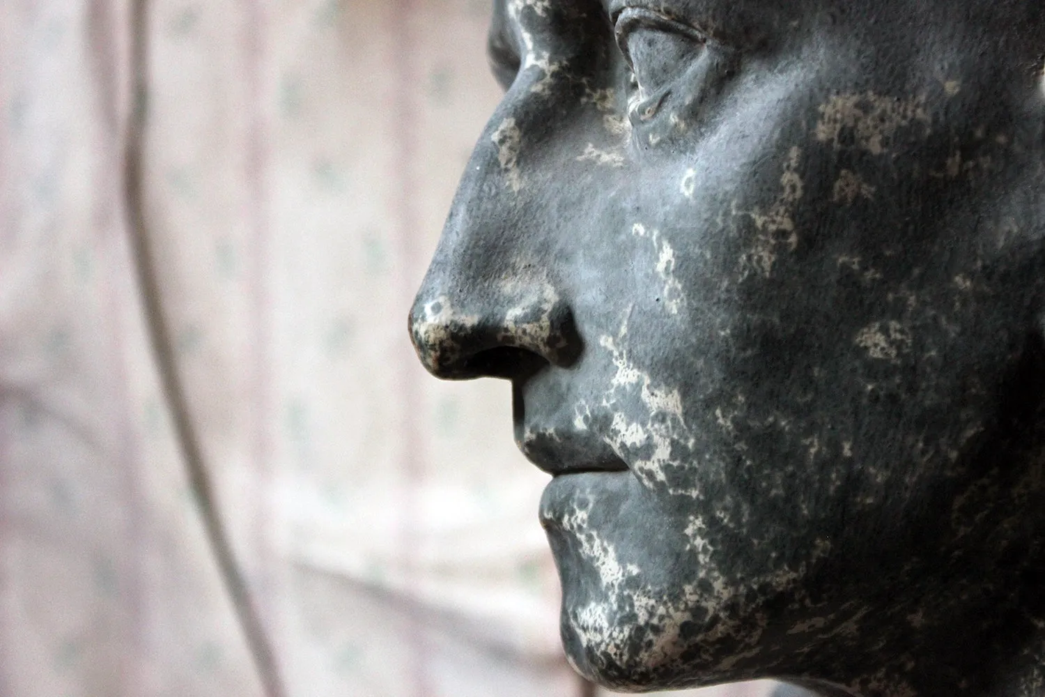 A Large 19thC Painted Plaster Portrait Library Bust of St. Francis of Assisi; Ex Milford House