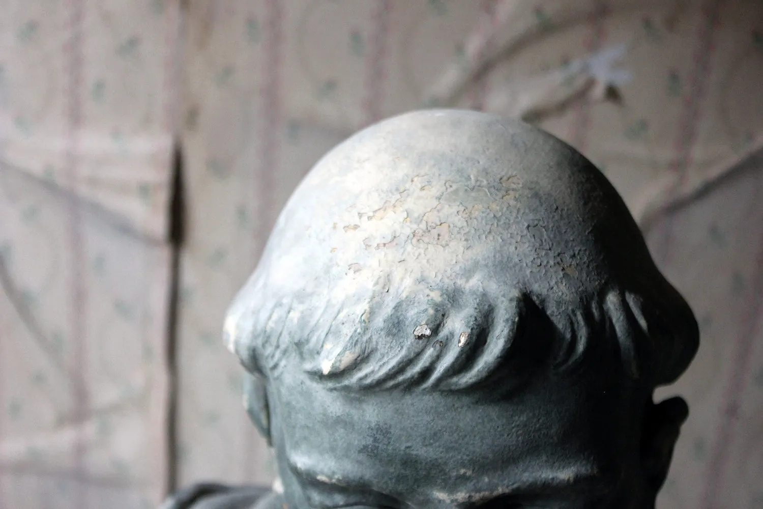 A Large 19thC Painted Plaster Portrait Library Bust of St. Francis of Assisi; Ex Milford House
