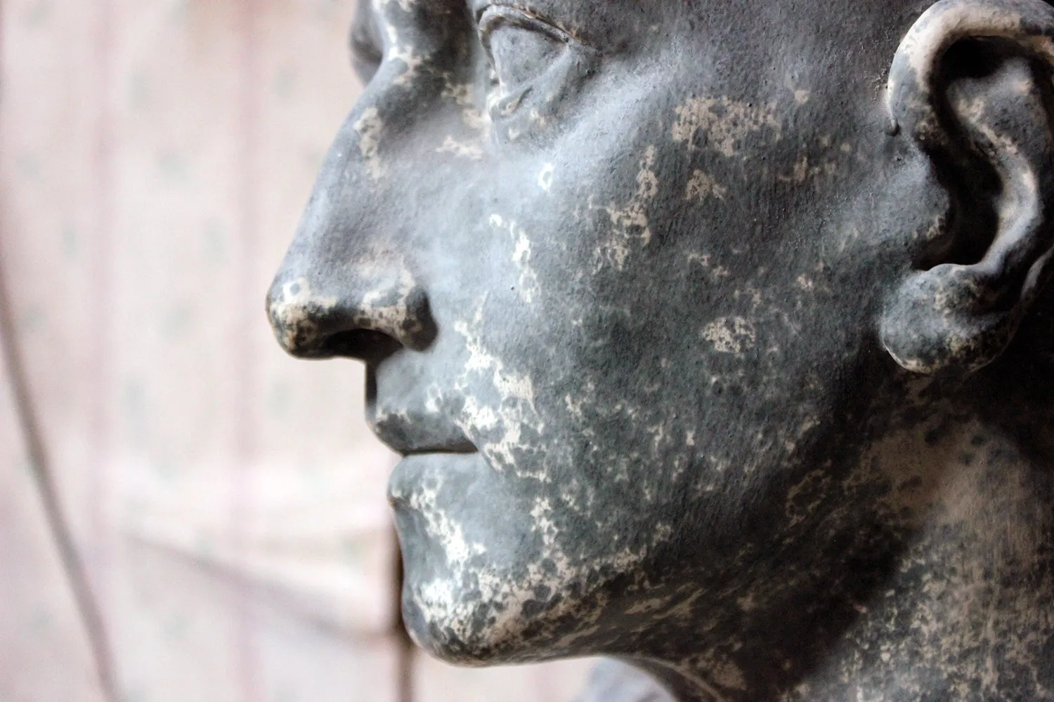 A Large 19thC Painted Plaster Portrait Library Bust of St. Francis of Assisi; Ex Milford House