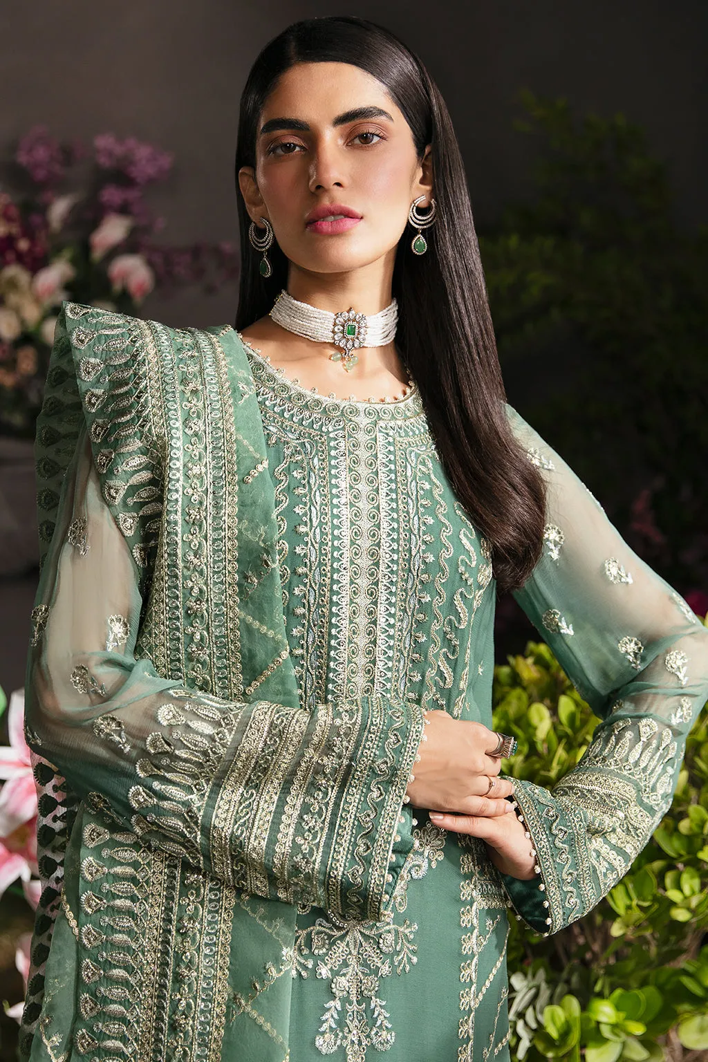 Afrozeh La Fuschia Luxury Formals – Sea Mist