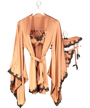 Agent Provocateur Metallic Bronze Stretch real sik Molly 3-piece Lingerie And Robe Set UK S/M