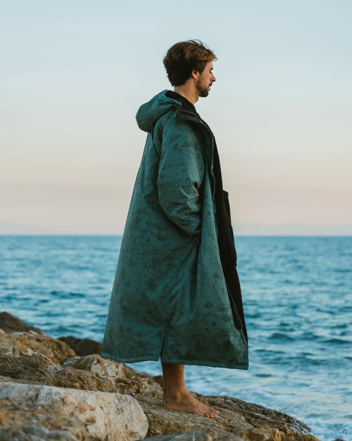 All Weather Sherpa Changing Robe - Wilderness Green Map of Dreams