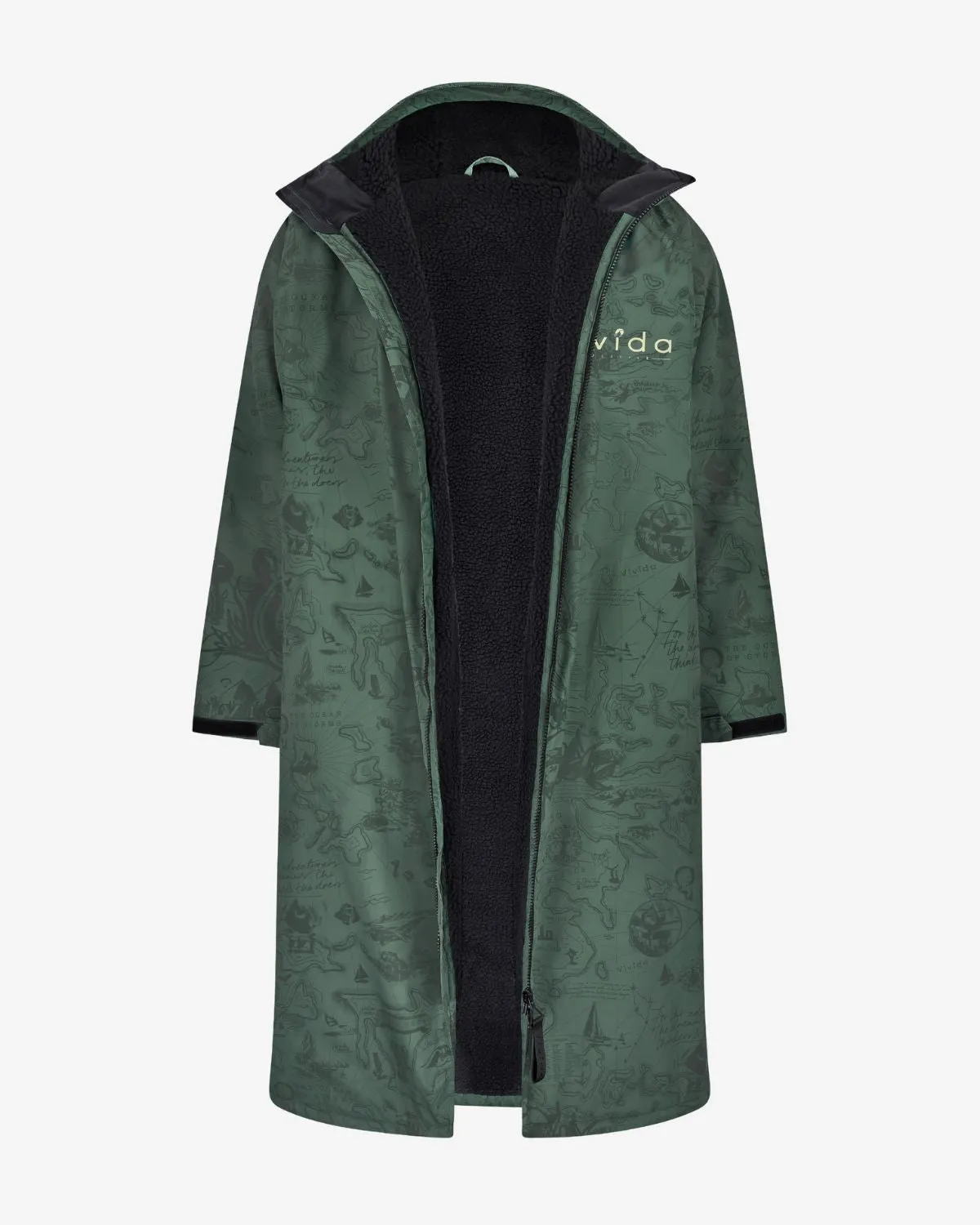 All Weather Sherpa Changing Robe - Wilderness Green Map of Dreams