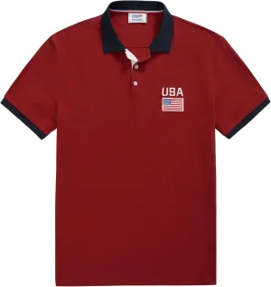 Arvilhill Men's American Flag Polo Shirts Patriotic Golf Polos 1776 Cotton Pique Tee Tops (S-3XL)