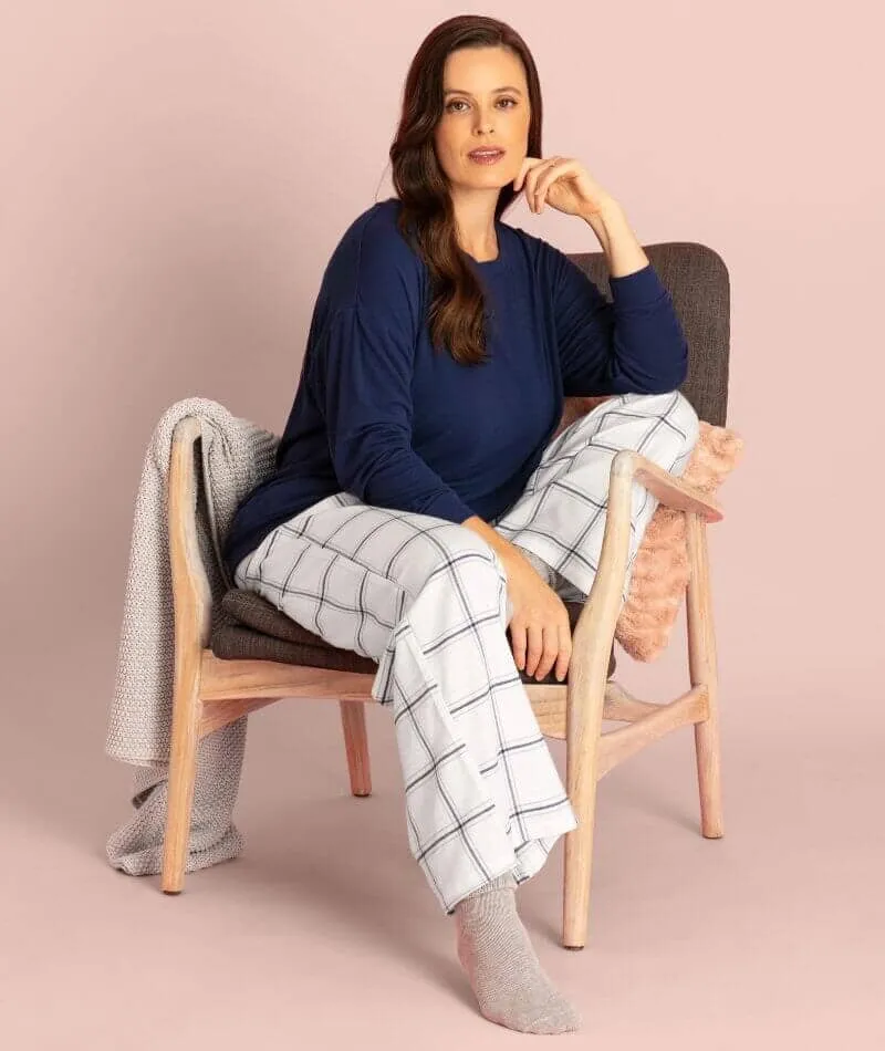 Ava & Audrey Amelia Brushed Cotton Pant - Ivory