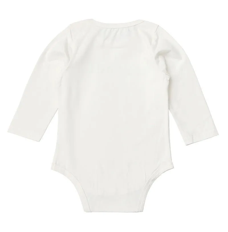 Baby's Letter Print White Long-sleeve Romper