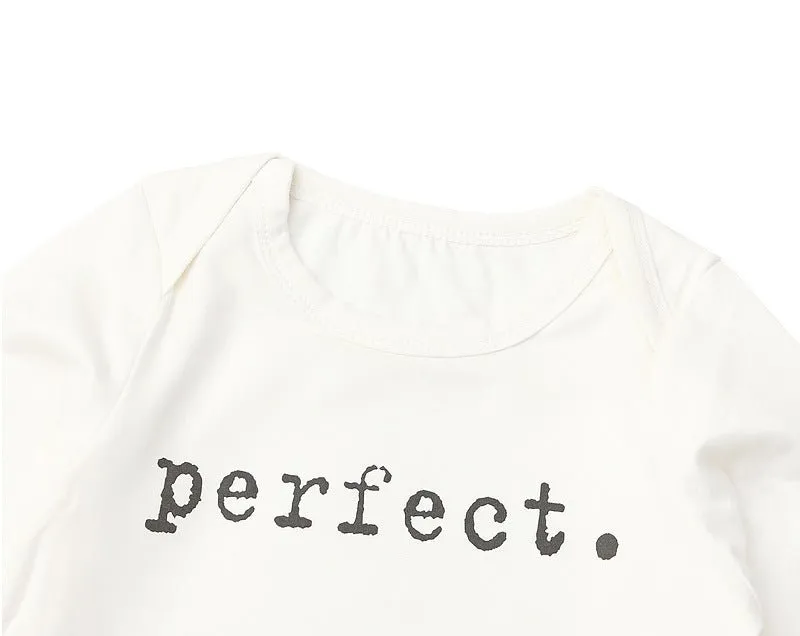 Baby's Letter Print White Long-sleeve Romper