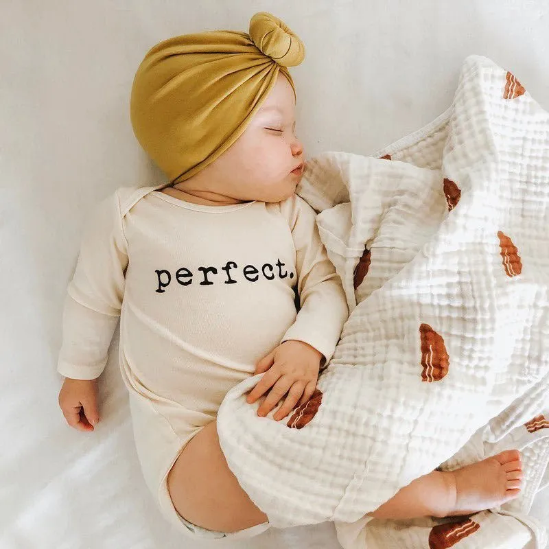 Baby's Letter Print White Long-sleeve Romper