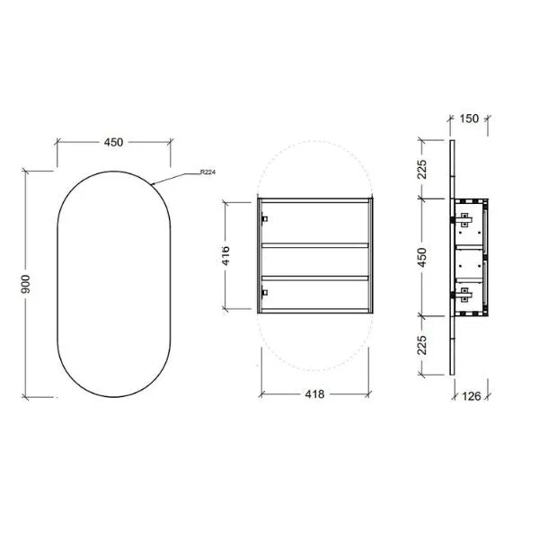 Bao Pill Shaving Cabinet 450mm x 900mm