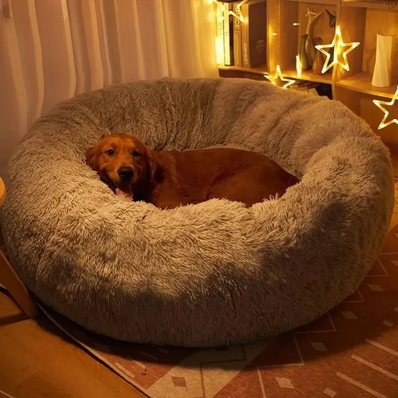 Big Round Fluffy Dog Pillow Bed – Ultimate Comfort for Your Furry Friend!"