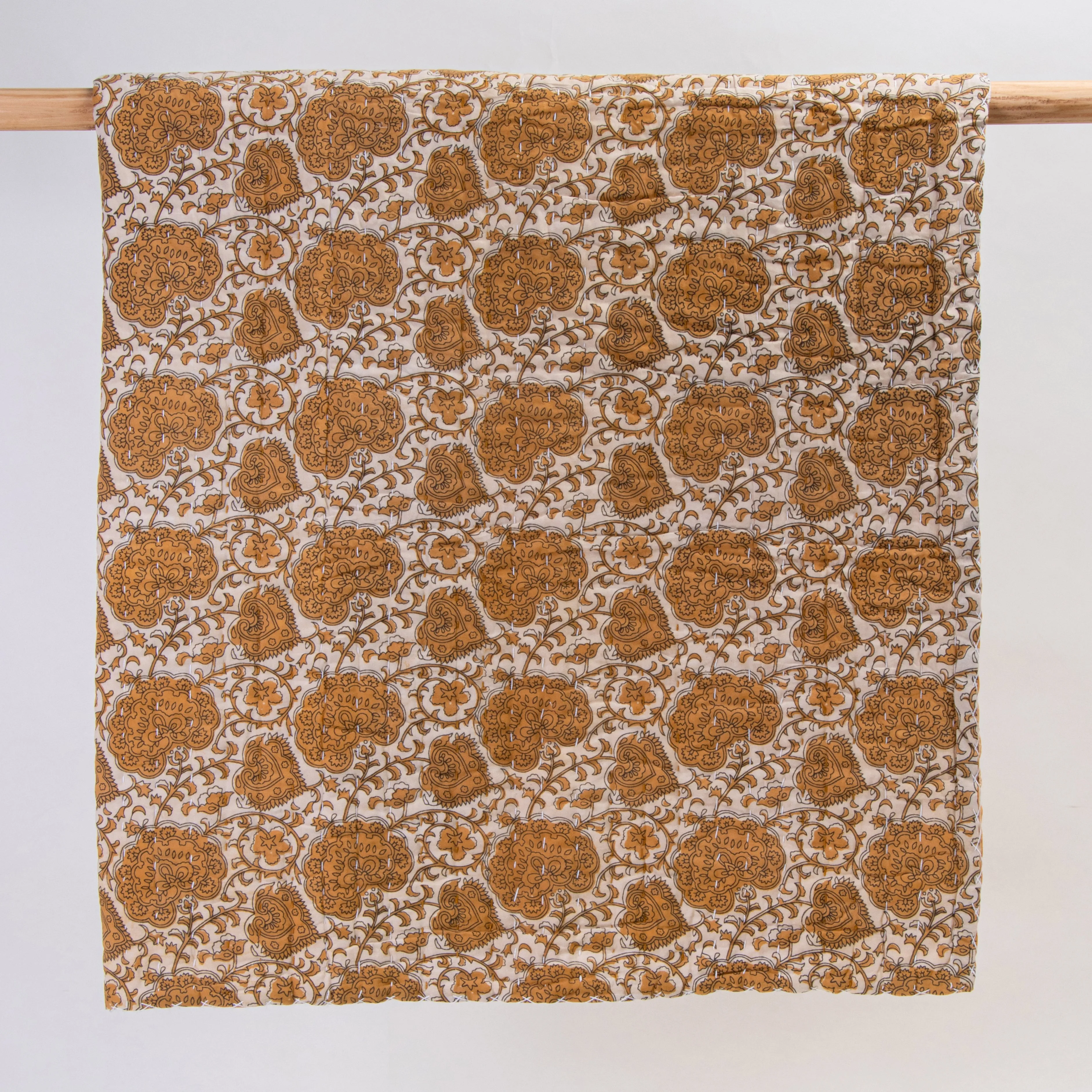 Brown Floral Printed Soft Mulmul Cotton Newborn Baby Blanket
