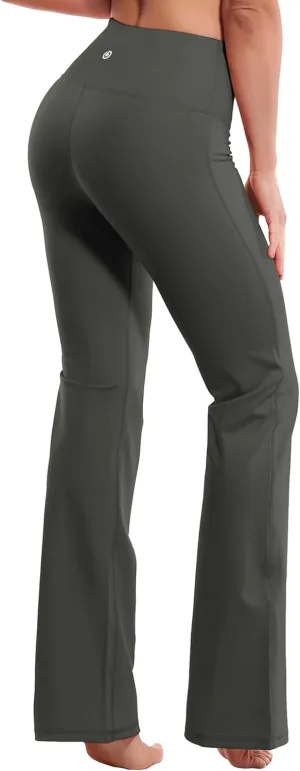 BUBBLELIME 29"/31"/33"/35"/37" 3 Styles Women's High Waist Bootcut Yoga Pants Basic/Side Pockets Tummy Control Workout Flared