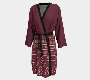 Cabernet Mudcloth Boho Peignoir Robe