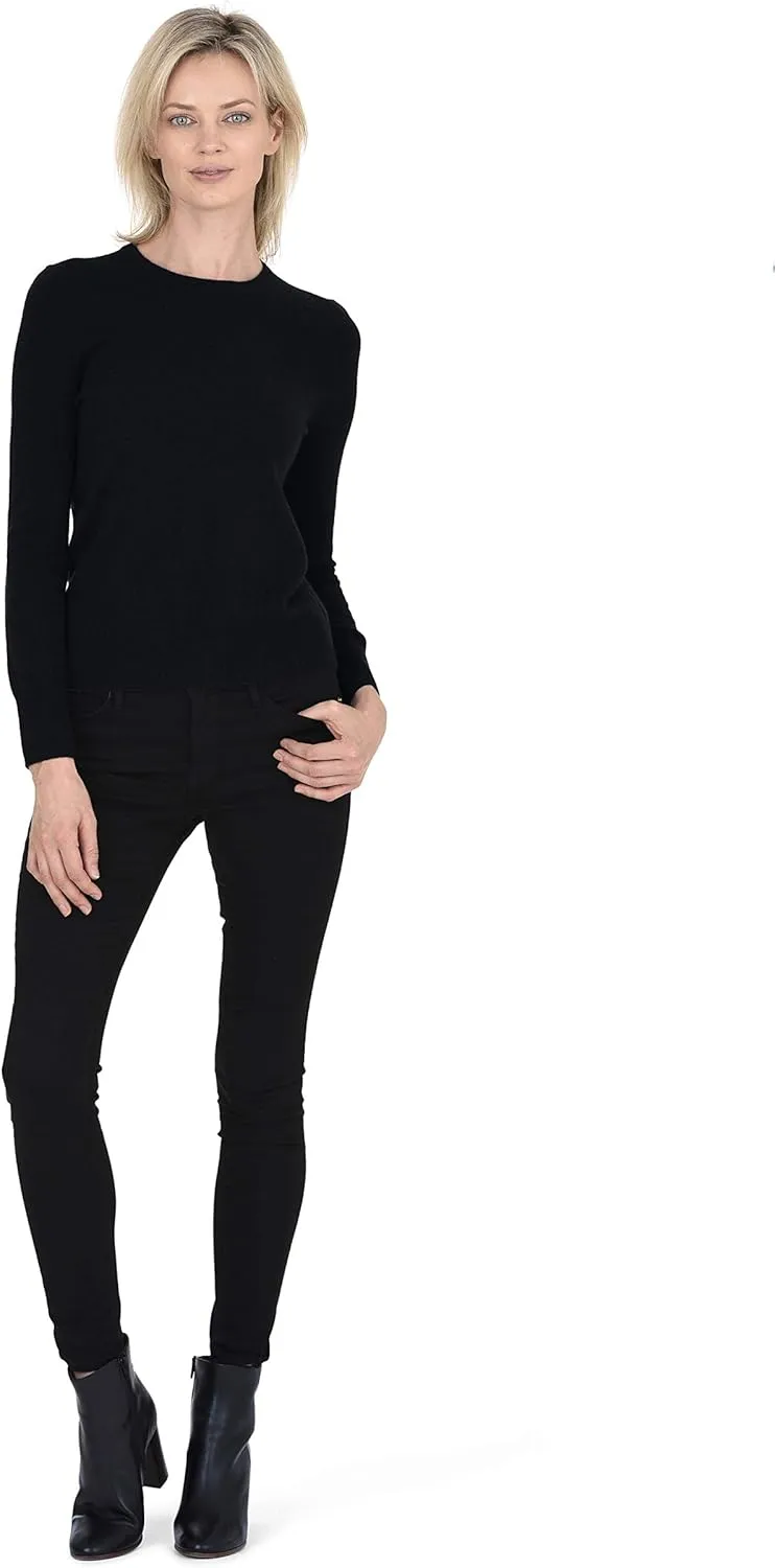 Cashmeren Womens Basic Crewneck Sweater 100% Pure Cashmere Long Sleeve Round Neck Pullover