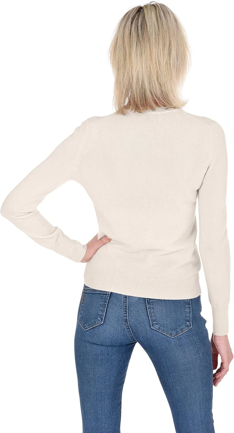 Cashmeren Womens Basic Crewneck Sweater 100% Pure Cashmere Long Sleeve Round Neck Pullover