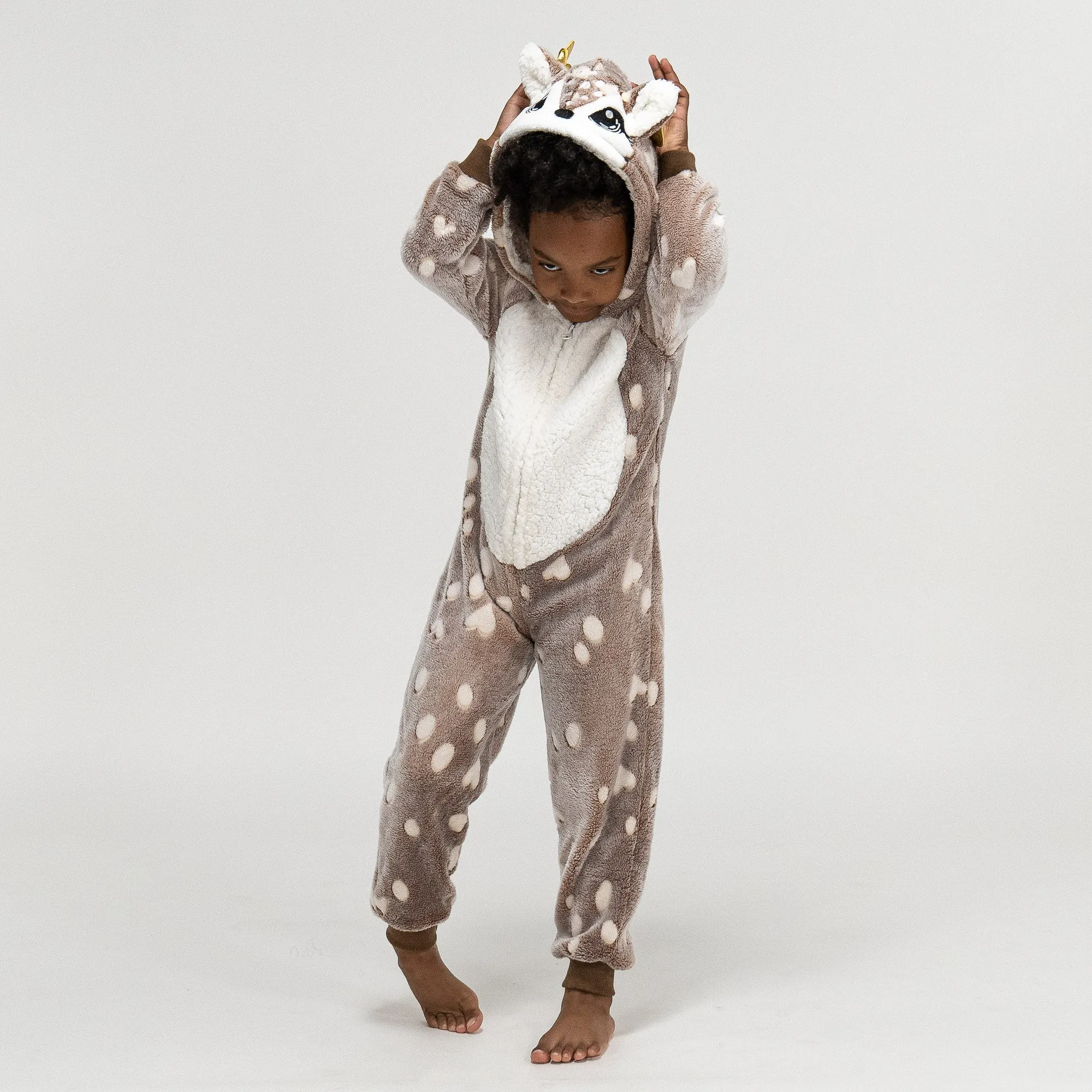 Children's Reindeer Printed Fleece Onesie