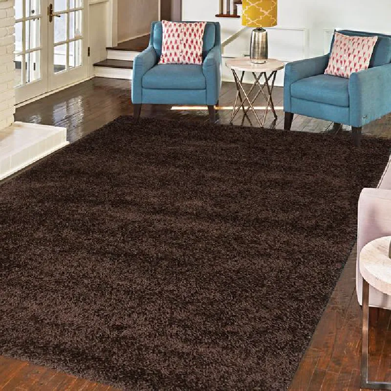 Chocolate Thick Shaggy Rug - California