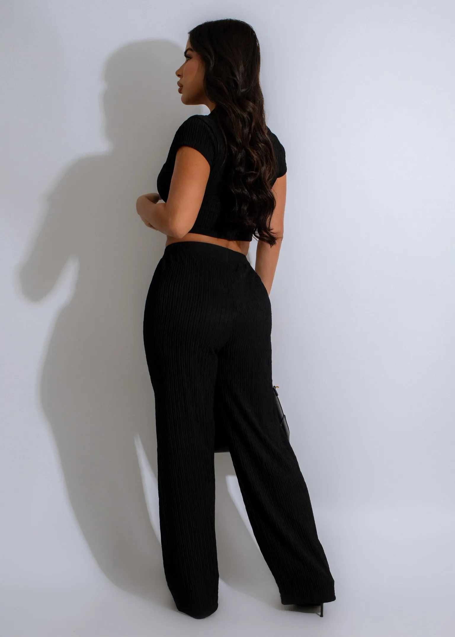 Crimson Cascade Pant Set Black