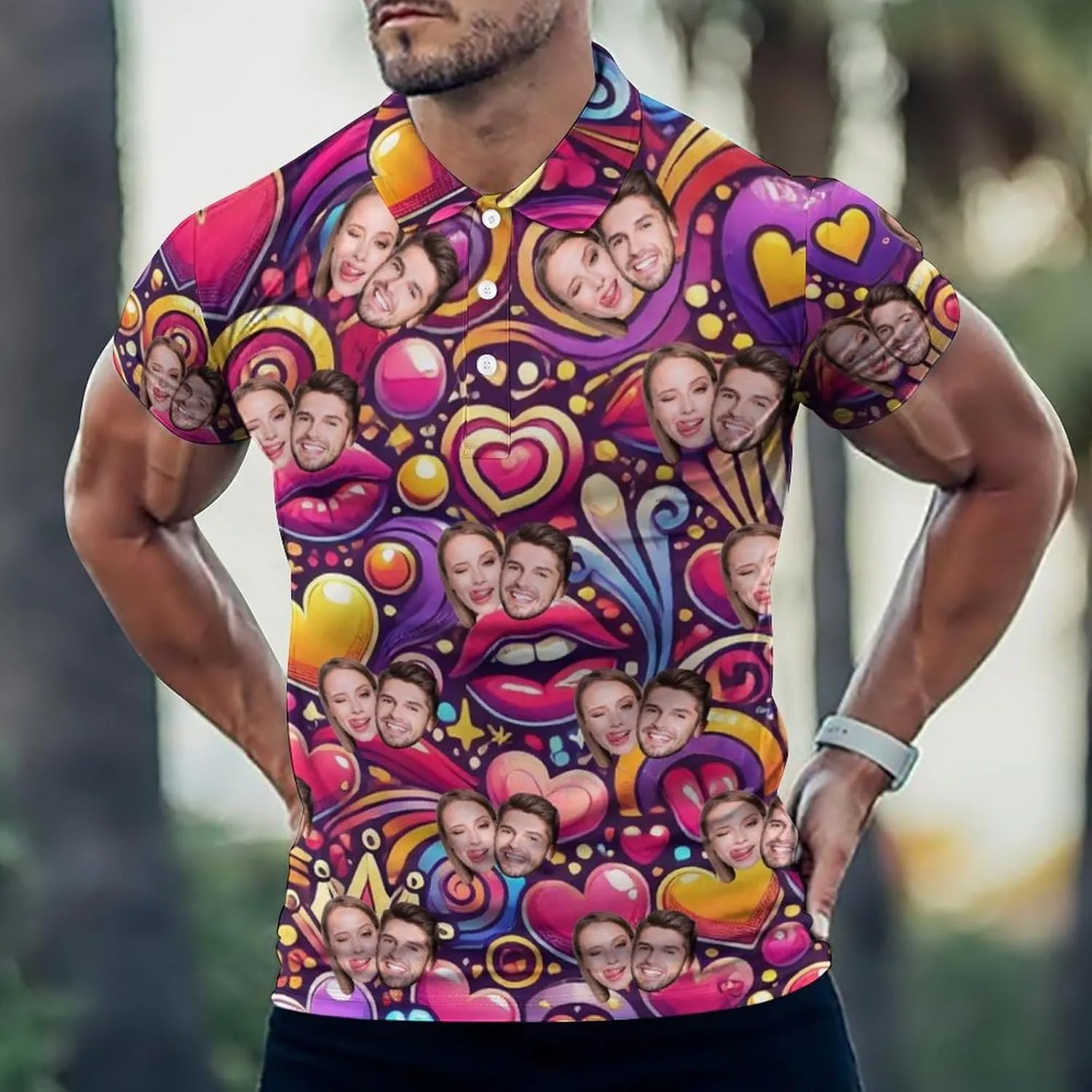 Custom Polo Shirts for Men with Face Design Your Own Customized Golf Shirts Personalized Tee with Text Photo Logo