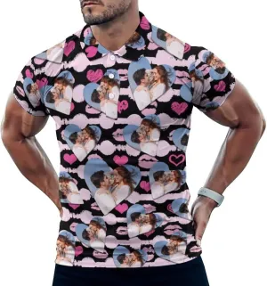 Custom Polo Shirts for Men with Face Design Your Own Customized Golf Shirts Personalized Tee with Text Photo Logo