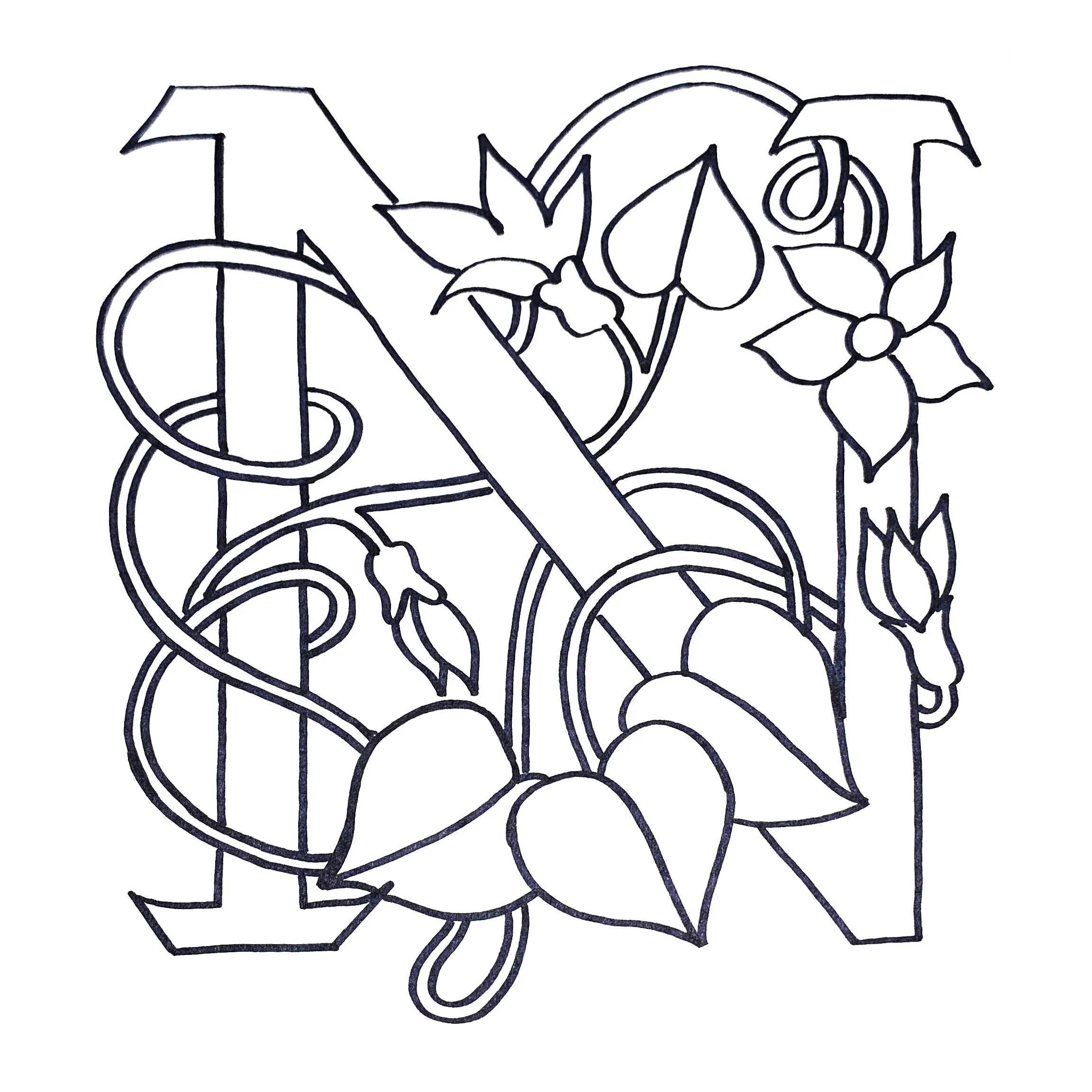 DiFranza Designs - Floral Letters, N