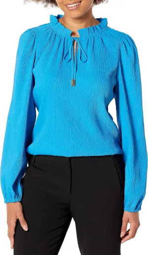DKNY Women's Long Balloon Sleeve Blouse