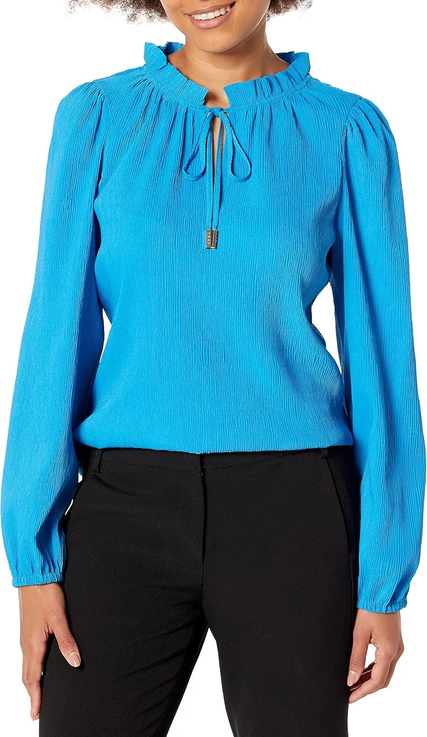 DKNY Women's Long Balloon Sleeve Blouse