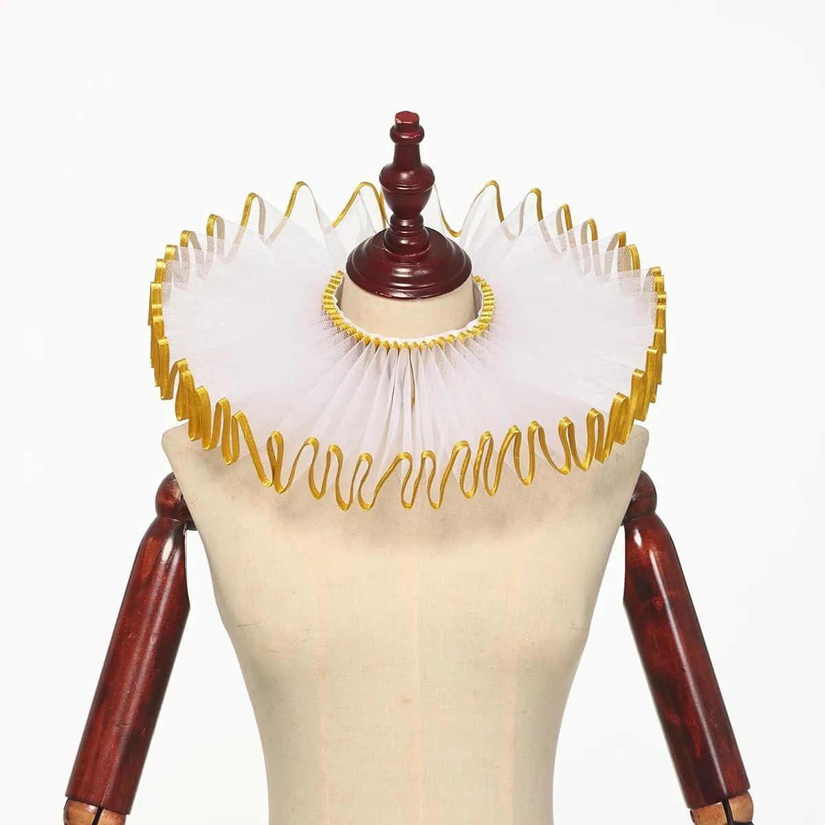 FAD-4U Elizabethan Neck Ruff Detachable Collar for Medieval Costume Ensembles Neck Collars