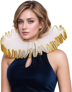FAD-4U Elizabethan Neck Ruff Detachable Collar for Medieval Costume Ensembles Neck Collars