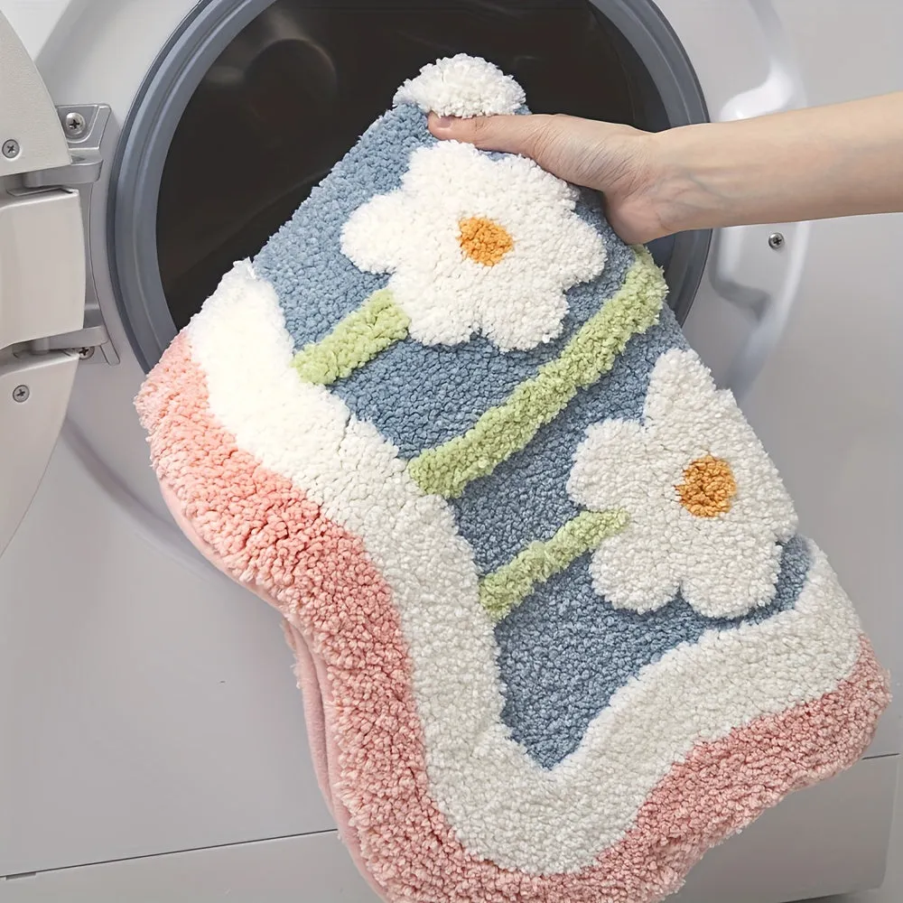 Flower Bath Mat Absorbent Nonslip Stylish Home Decor