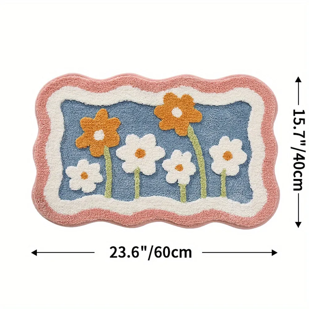 Flower Bath Mat Absorbent Nonslip Stylish Home Decor