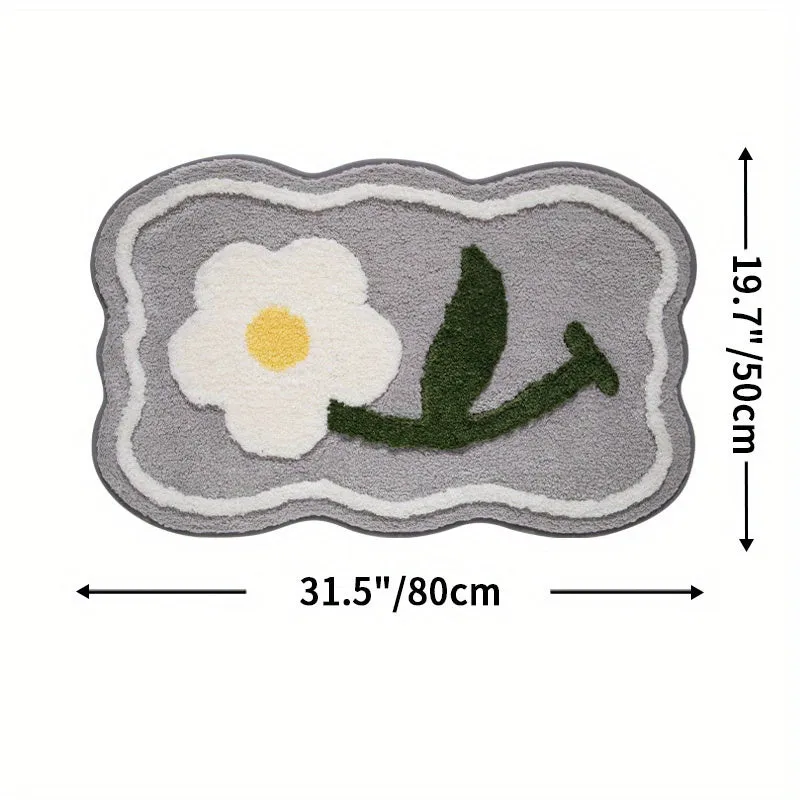 Flower Bath Mat Absorbent Nonslip Stylish Home Decor