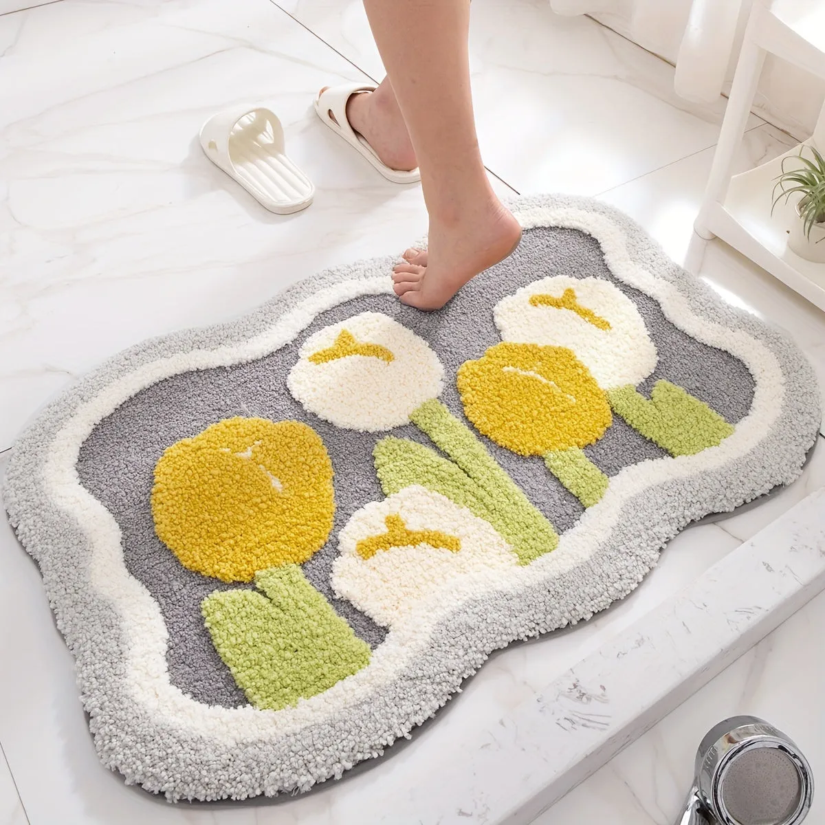 Flower Bath Mat Absorbent Nonslip Stylish Home Decor