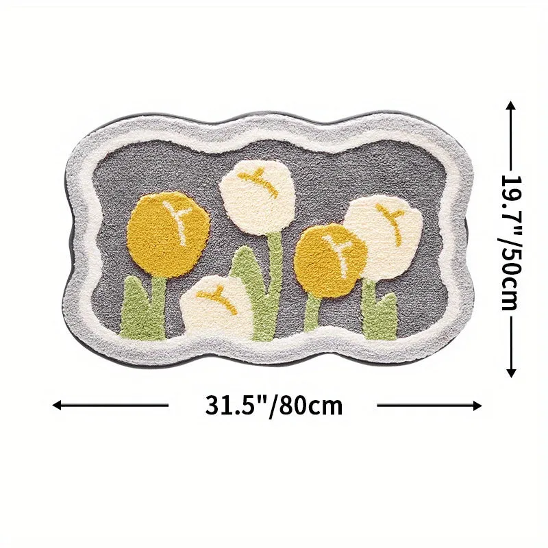 Flower Bath Mat Absorbent Nonslip Stylish Home Decor