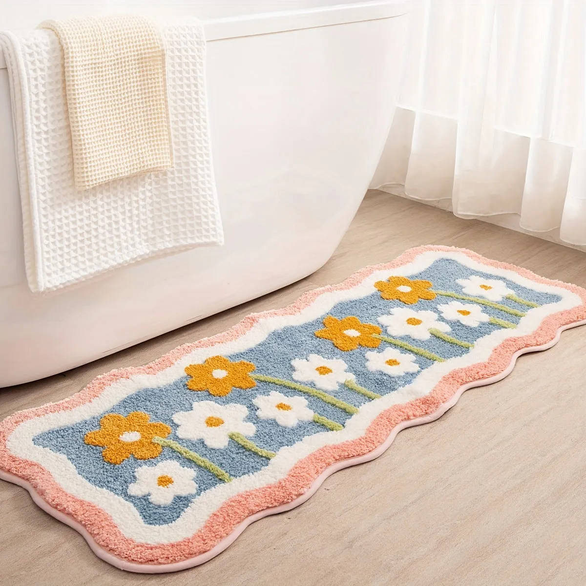 Flower Bath Mat Absorbent Nonslip Stylish Home Decor
