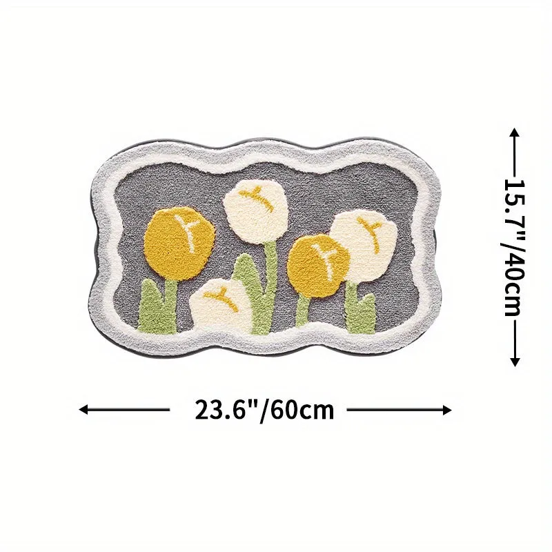 Flower Bath Mat Absorbent Nonslip Stylish Home Decor