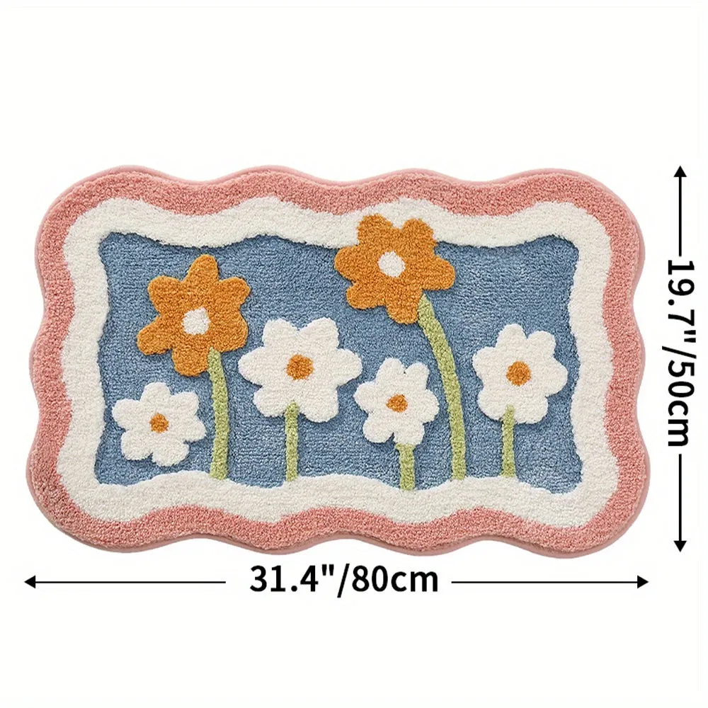 Flower Bath Mat Absorbent Nonslip Stylish Home Decor