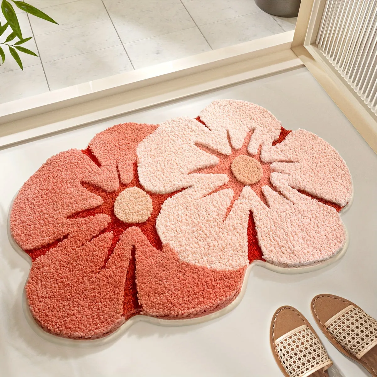 Flower Bath Mat Absorbent Nonslip Stylish Home Decor