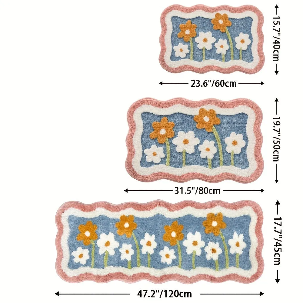 Flower Bath Mat Absorbent Nonslip Stylish Home Decor